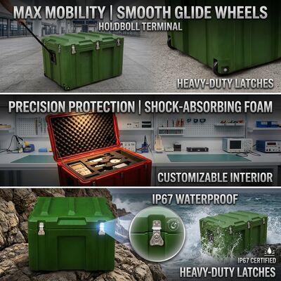 Impact Resistant Rotomolded Tool Box 8mm Wall LLDPE Shockproof Heavy Equipment Storage Transport Container