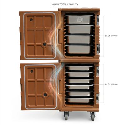 Pan Carrier with Gastronorm Pans 48L Complete GN Pan Transport System Stainless Steel Pans Included