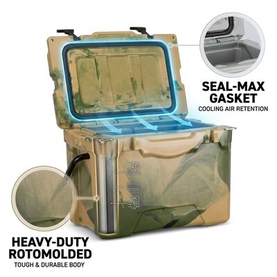 Portable 38L Rotomolded Cooler Box Outdoor Ice Chest Leak Proof Drain Plug Family Picnic Cooler