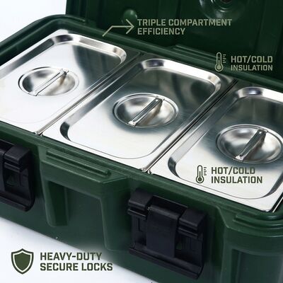 Wheeled 30L Military Insulated Food Containers Stackable Hot Food Transport Box Army Catering