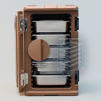 Insulated Food Delivery Box 120L Commercial Hot Meal Transport Carrier PE Rotomolded GN Pan Cabinet 610x420x800mm