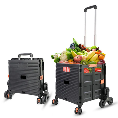 Climb Stairs Plastic Shopping Cart Trolley Supermarket Luggage Camping With Cover