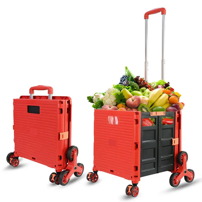 Climb Stairs Plastic Shopping Cart Trolley Supermarket Luggage Camping With Cover