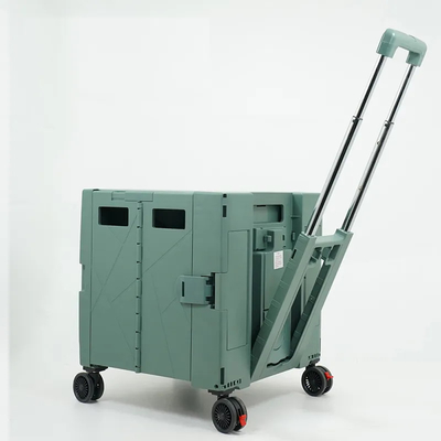 Portable Folding Supermarket Plastic Shopping Cart 3" Diameter Wheels