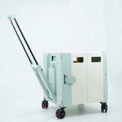 Portable Folding Supermarket Plastic Shopping Cart 3" Diameter Wheels