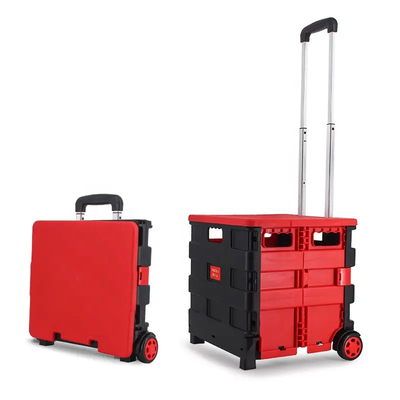 Grocery Small Lightweight Folding Plastic Shopping Cart 4 Wheels With Basket