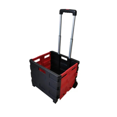 Grocery Small Lightweight Folding Plastic Shopping Cart 4 Wheels With Basket