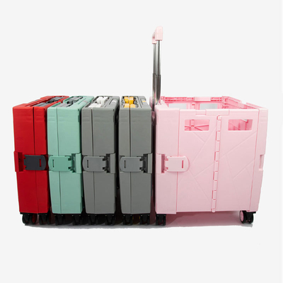 Folding Portable Rolling Crate Wheel Box Shopping Trolley With Lid Wear Resistant
