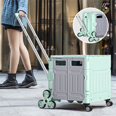Folding Portable Rolling Crate Wheel Box Shopping Trolley With Lid Wear Resistant