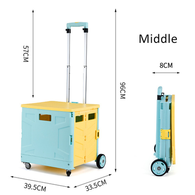 Folding Portable Rolling Crate Wheel Box Shopping Trolley With Lid Wear Resistant