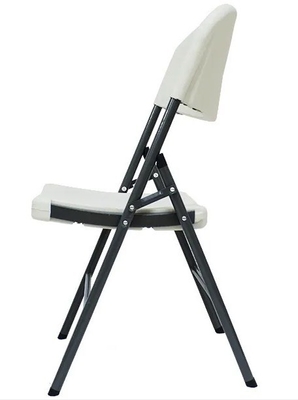 White Portable Plastic Folding Chair Metal Frame Outdoor Garden Picnic Chair