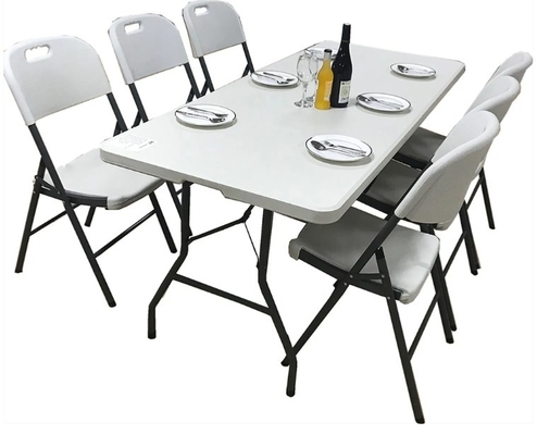 Heavy Duty Utility Plastic Camping Folding Table Chair 6ft Indoor Outdoor Portable