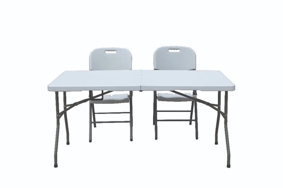 5 Feet Outdoor Portable Plastic Folding Table Chair Wild White Table 4 People