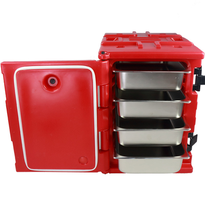 Insulated Food Pan Carrier with Nylon Handles Detachable Lid Four Bottom Wheels