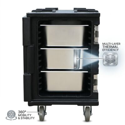 Food Pan Warmer and Cooler 55L Dual-Mode Thermoelectric Insulated Carrier Active Temperature Control DC
