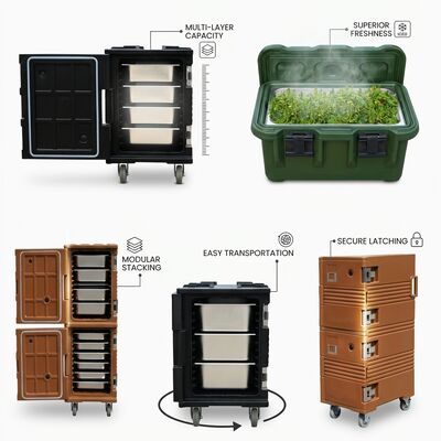 Heavy-Duty Catering Box 105L Reinforced Rotomolded Insulated Food Carrier with Forklift Base Marine Grade