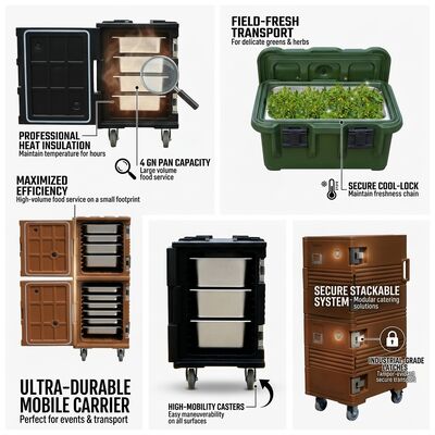 Heavy-Duty Catering Box 105L Reinforced Rotomolded Insulated Food Carrier with Forklift Base Marine Grade