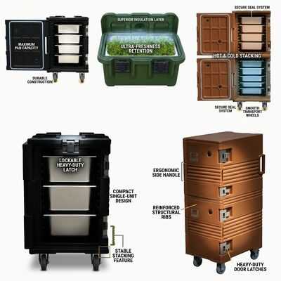 Insulated Food Delivery Box 72L Rotomolded Thermal Transport Container with Tamper-Proof Lid System