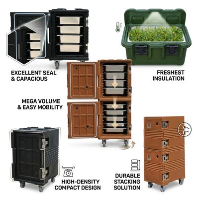 Insulated Food Delivery Box 72L Rotomolded Thermal Transport Container with Tamper-Proof Lid System