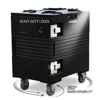 Commercial Catering Equipment 88L Insulated Food Pan Carrier Front-Loading Mobile Serving Station Casters