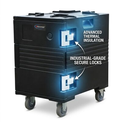 Commercial Catering Equipment 88L Insulated Food Pan Carrier Front-Loading Mobile Serving Station Casters