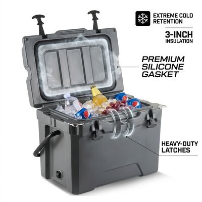 Wheeled 80L Rotomolded Cooler Box Heavy Duty Ice Chest Long Ice Retention Towing Handle Fishing