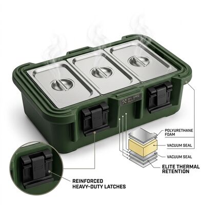 25L Military Insulated Food Containers Portable GN Pan Carrier Hot Meal Delivery Army Field Feeding