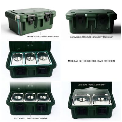 Wheeled 30L Military Insulated Food Containers Stackable Hot Food Transport Box Army Catering