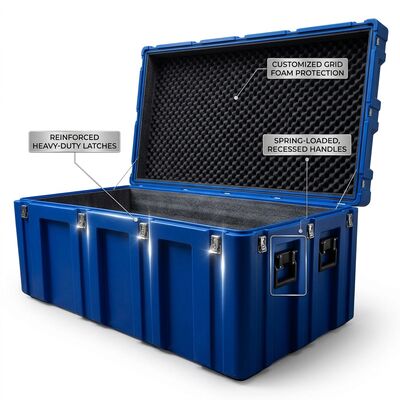 Wheeled 1200mm Rotomolded Tool Box IP65 Waterproof Long Equipment Transport Case LLDPE Military