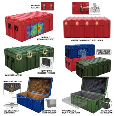 Heavy Duty 1500mm Rotomolded Tool Box IP65 Waterproof Shockproof LLDPE Military Equipment Storage