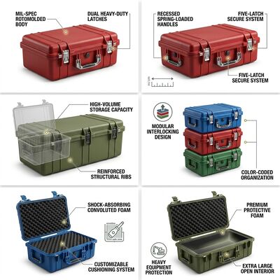 Heavy Duty 1500mm Rotomolded Tool Box IP65 Waterproof Shockproof LLDPE Military Equipment Storage