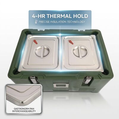 Front Loading 30L Insulated Food Pan Carrier Dual Door Wheeled Catering Hot Food Transport Box
