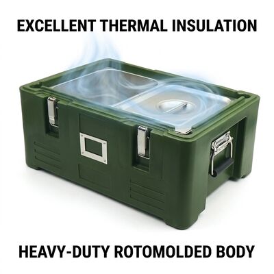 Front Loading 30L Insulated Food Pan Carrier Dual Door Wheeled Catering Hot Food Transport Box