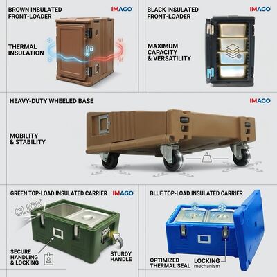 Food Pan Warmer Cooler 30L Dual Mode Insulated Hot Cold Holding Box PE Rotomolded GN Pan 630x450x310mm