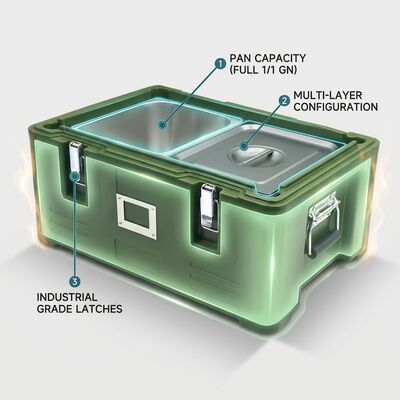 Cater Box 30L Insulated Catering Box Small Event Food Transport Carrier PE GN Pan Stackable 630x450x310mm