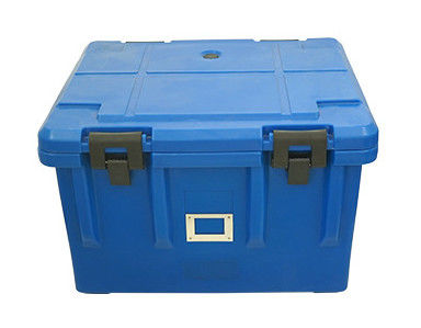 ISO Certified 75L Insulated Food Pan Carrier Nylon Handles Four-Wheel LLDPE Catering Transport Box