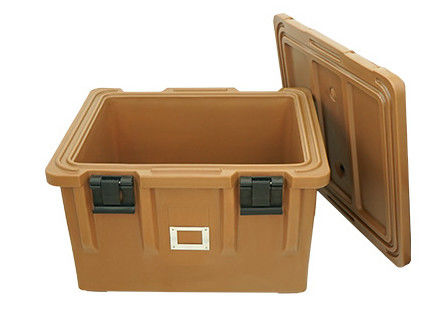 Detachable Lid 65L Wheeled Insulated Food Transport Container Four Caster Rotomolded Catering Box