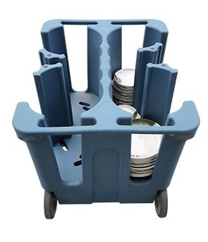 NSF Mobile Dish Caddy Cart With Divider Dual Handles