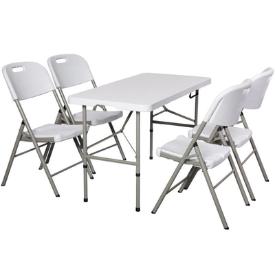 4ft Adjustable White Plastic Picnic Folding Table Chair For Event For Garden Outdoor